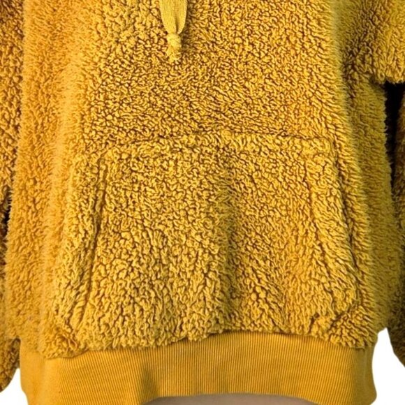Love Tree Large Mustard Yellow Sherpa Teddy Hoodie Fuzzy Polyester Pullover - Picture 2 of 6